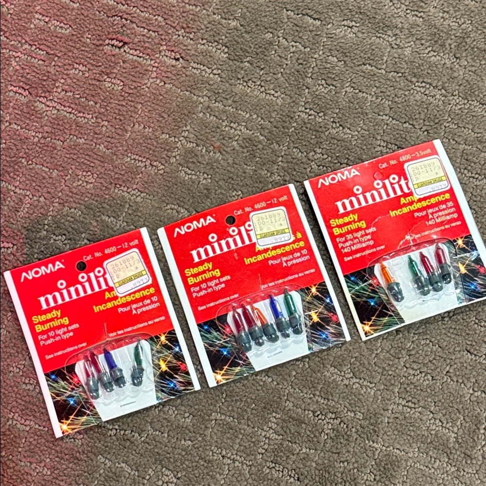NOMA Mini Christmas Lights Replacement Xmas Bulbs (3) packages